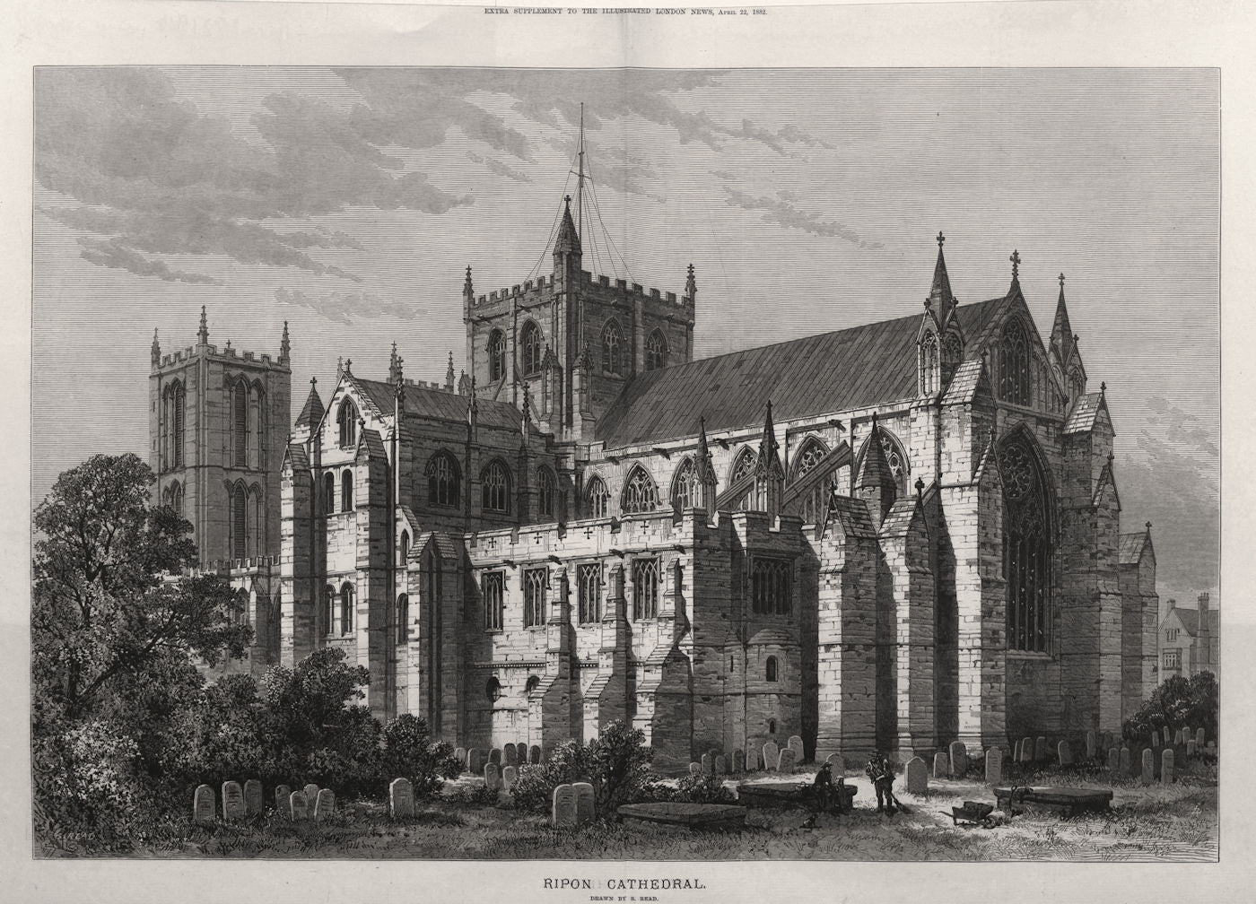 Ripon Cathedral. Yorkshire. Churches 1882 old antique vintage print picture